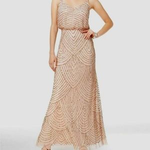 💋NWT! Adrianna Papell Nude/Gold Beaded Gown💋